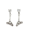 SK2707E Heart Crystal Motorcycle Earrings - Clear Stone
