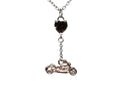 SK2708N Heart Crystal Motorcycle Necklace - Black Stone