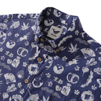 Men's Hawaiian Shirt Kyoto Memories By House of Haricot Cotton Button-down Short Sleeve Aloha Shirt