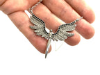 SK2702 Ladies Angel Wings Spread Crystal Stainless Steel Necklace