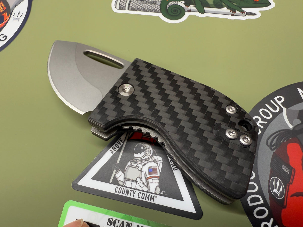 D2 Stub 2.0 Knife - Titanium Frame Lock & (( Carbon Fiber )) by Maratac® ( Spooky Sale! )
