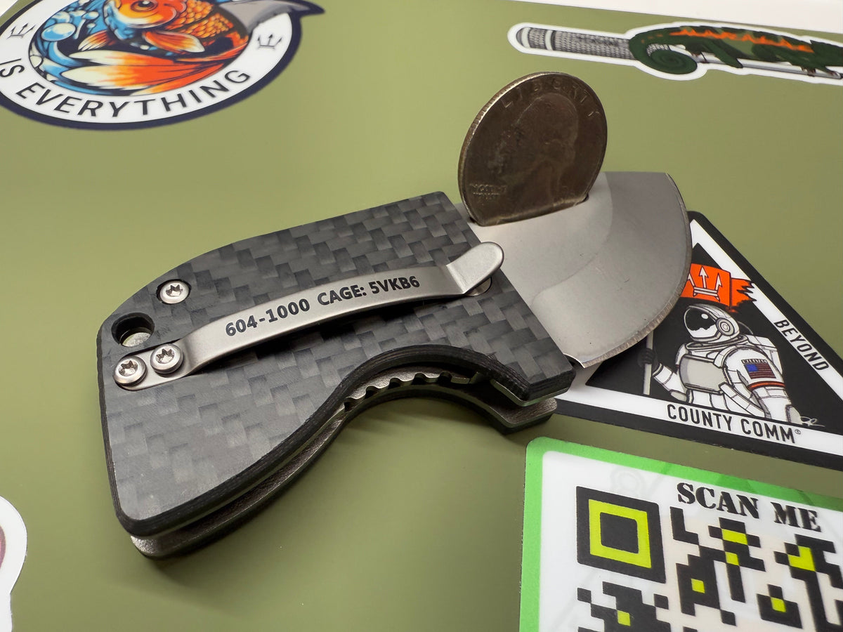 D2 Stub 2.0 Knife - Titanium Frame Lock & (( Carbon Fiber )) by Maratac® ( Spooky Sale! )