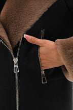 The Duchess Shearling Black & Brown Leather Women Jacket