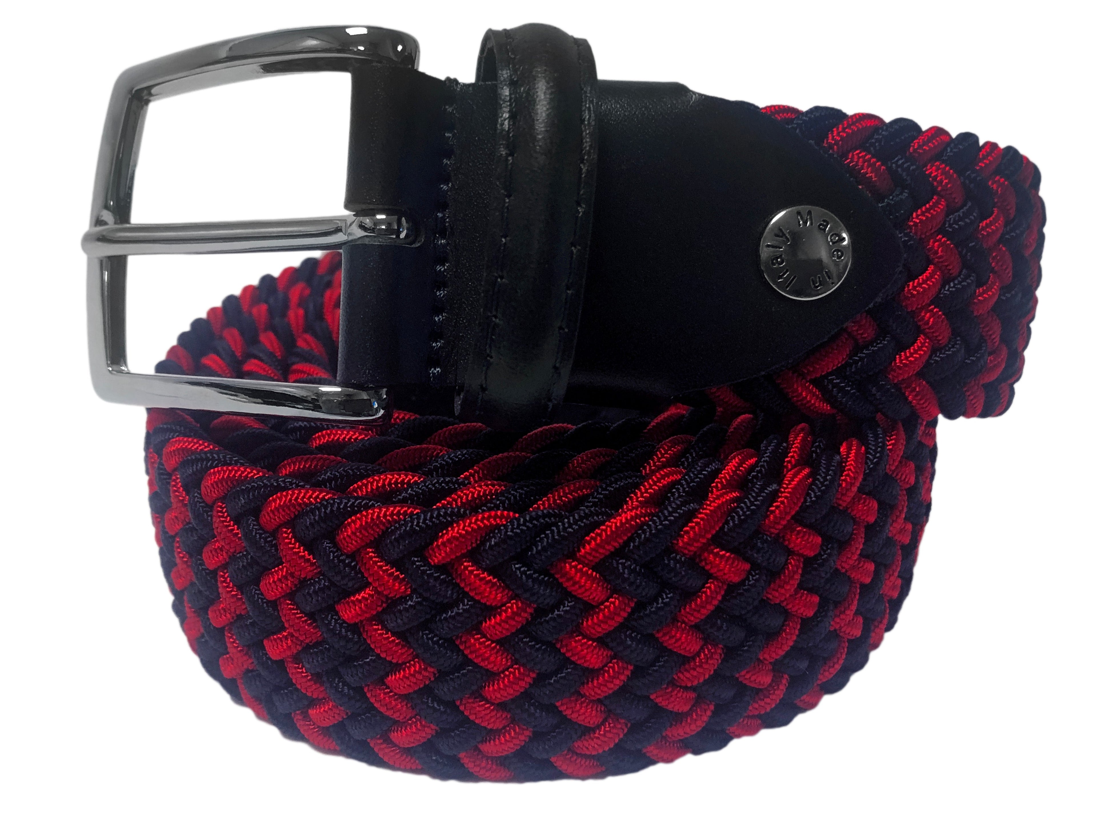Woven Stretch Belt Red/Navy