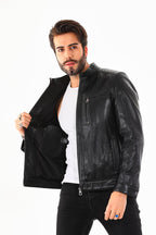 The Rossi Black Leather Men Jacket