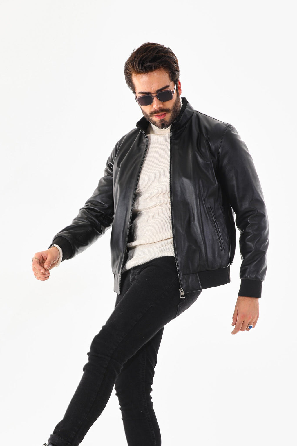 Monza Vintage Black Lambskin Men Leather Jacket