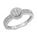 CZ 5mm Center Stone Halo Style Band White Gold Plated, Wedding Ring, Engagement Ring, Promise Ring