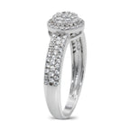 CZ 5mm Center Stone Halo Style Band White Gold Plated, Wedding Ring, Engagement Ring, Promise Ring