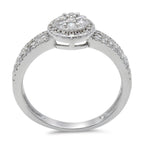 CZ 5mm Center Stone Halo Style Band White Gold Plated, Wedding Ring, Engagement Ring, Promise Ring