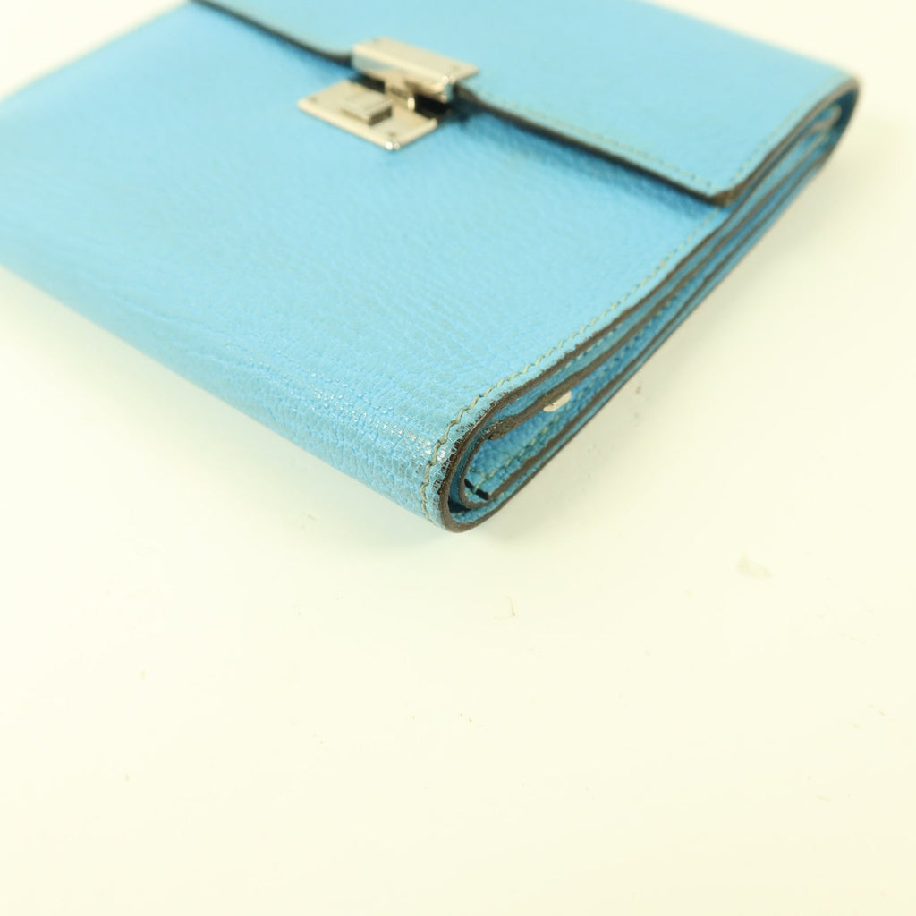 Hermès Clic 12 Wallet · Chèvre Celeste