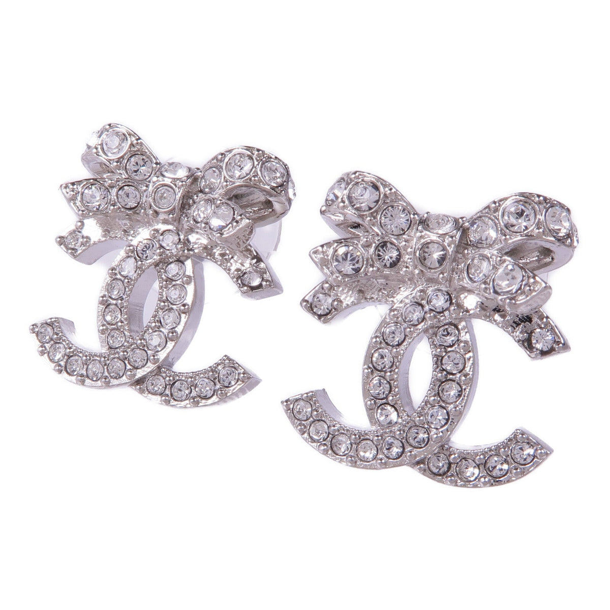 CHANEL CC Earrings · Silver Metal