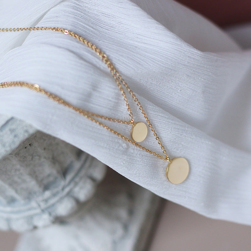 Arvo Layered Double Disc Necklace - Gold