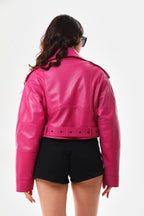 The Blaze Fuchsia Leather Women Jacket