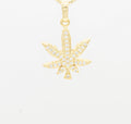 Cannabis Leaf Cubic Zirconia Pendant 14K Gold Filled Women Fashion Jewelry