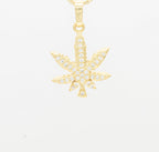 Cannabis Leaf Cubic Zirconia Pendant 14K Gold Filled Women Fashion Jewelry