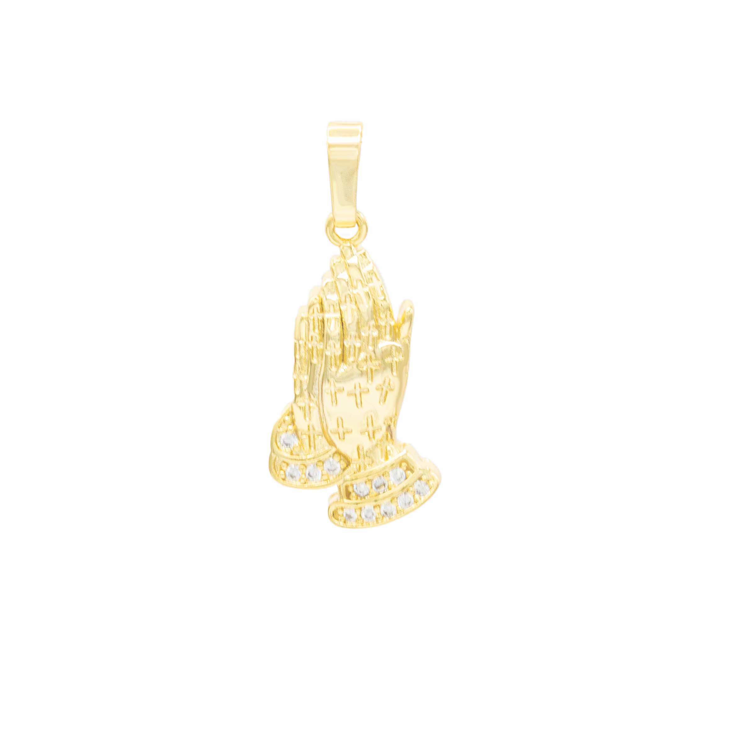 Folded Praying Hands Cubic Zirconia Pendant 14K Gold Filled Women Fashion Jewelry