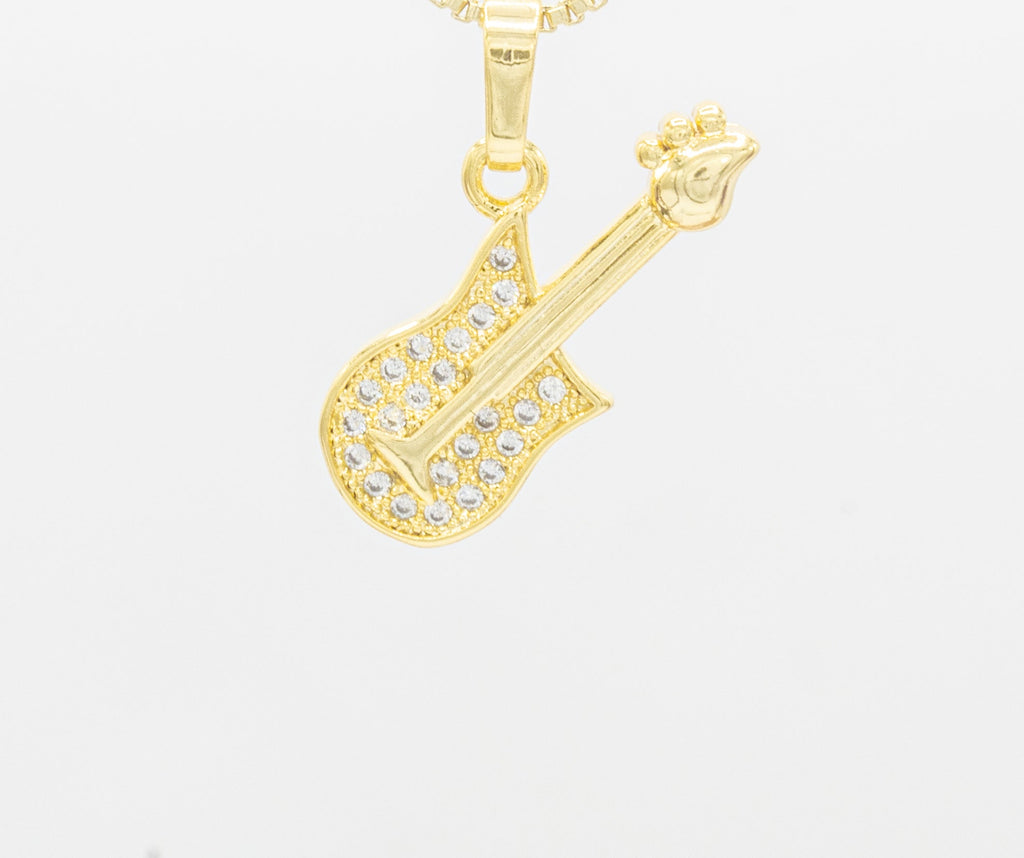 Guitar Cubic Zirconia Pendant 14K Gold Filled Women Fashion Jewelry