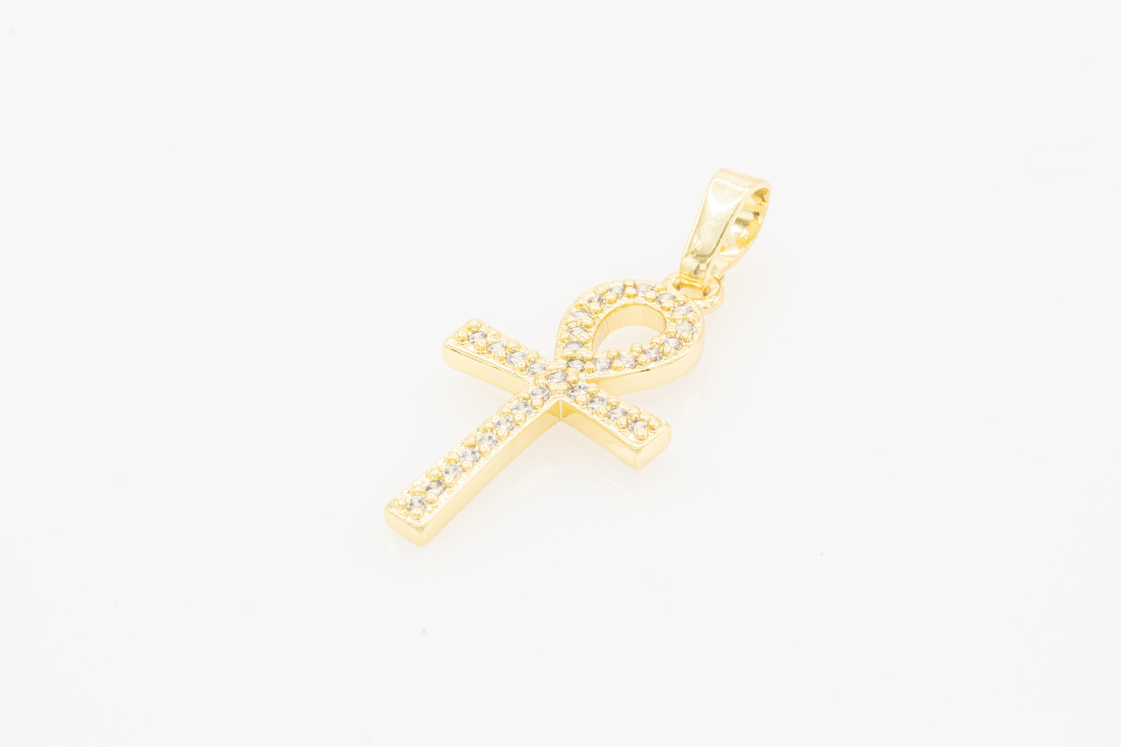 Ankh Cross Cubic Zirconia Pendant 14K Gold Filled Men Women Jewelry