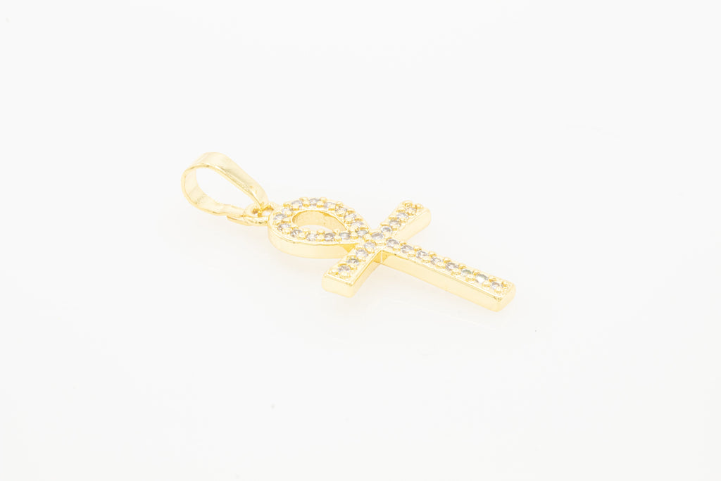 Ankh Cross Cubic Zirconia Pendant 14K Gold Filled Men Women Jewelry