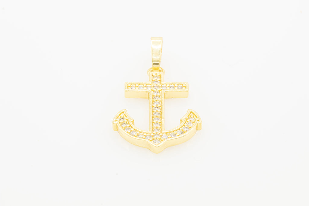 Anchor Cross Cubic Zirconia Pendant 14K Gold Filled Men Men Women Jewelry