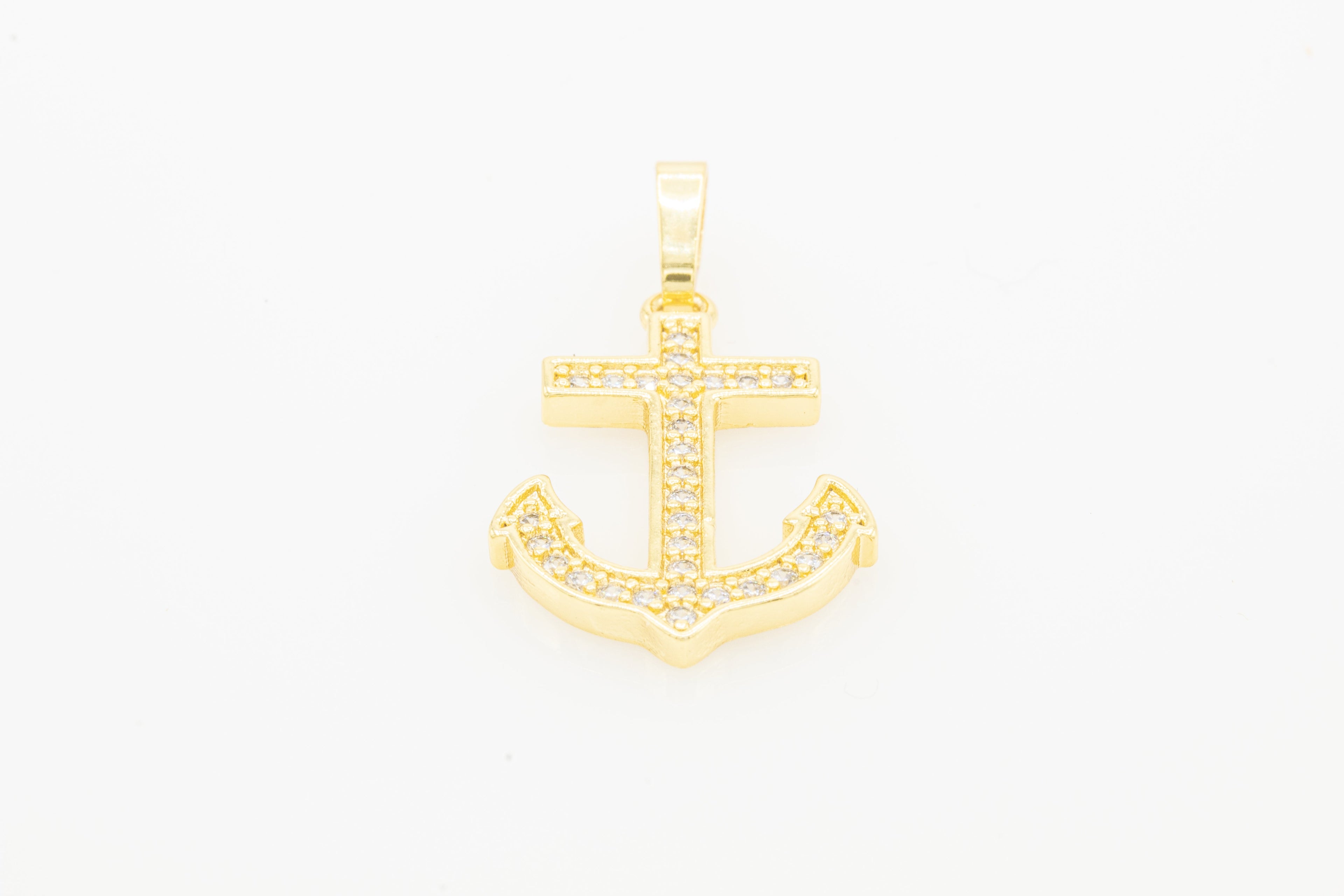 Anchor Cross Cubic Zirconia Pendant 14K Gold Filled Men Men Women Jewelry