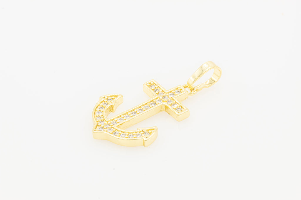 Anchor Cross Cubic Zirconia Pendant 14K Gold Filled Men Men Women Jewelry