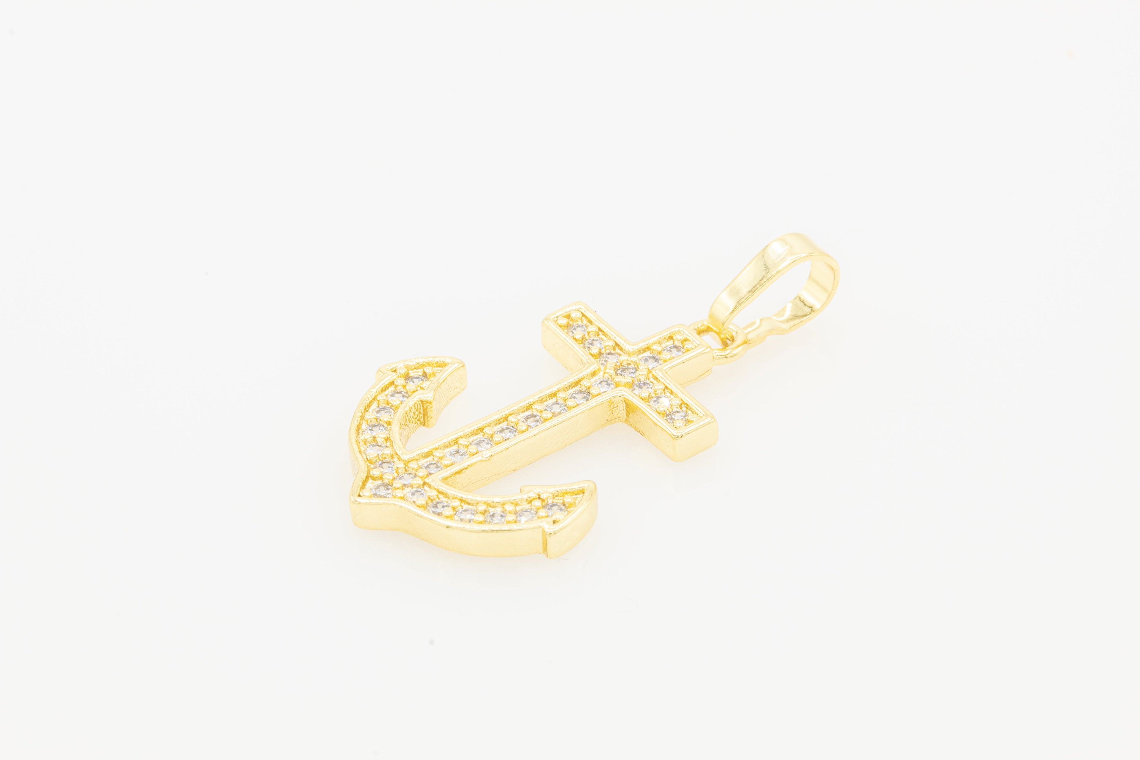 Anchor Cross Cubic Zirconia Pendant 14K Gold Filled Men Men Women Jewelry