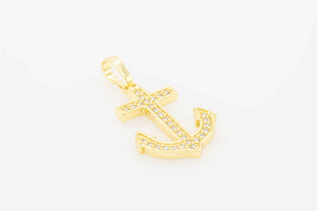 Anchor Cross Cubic Zirconia Pendant 14K Gold Filled Men Men Women Jewelry
