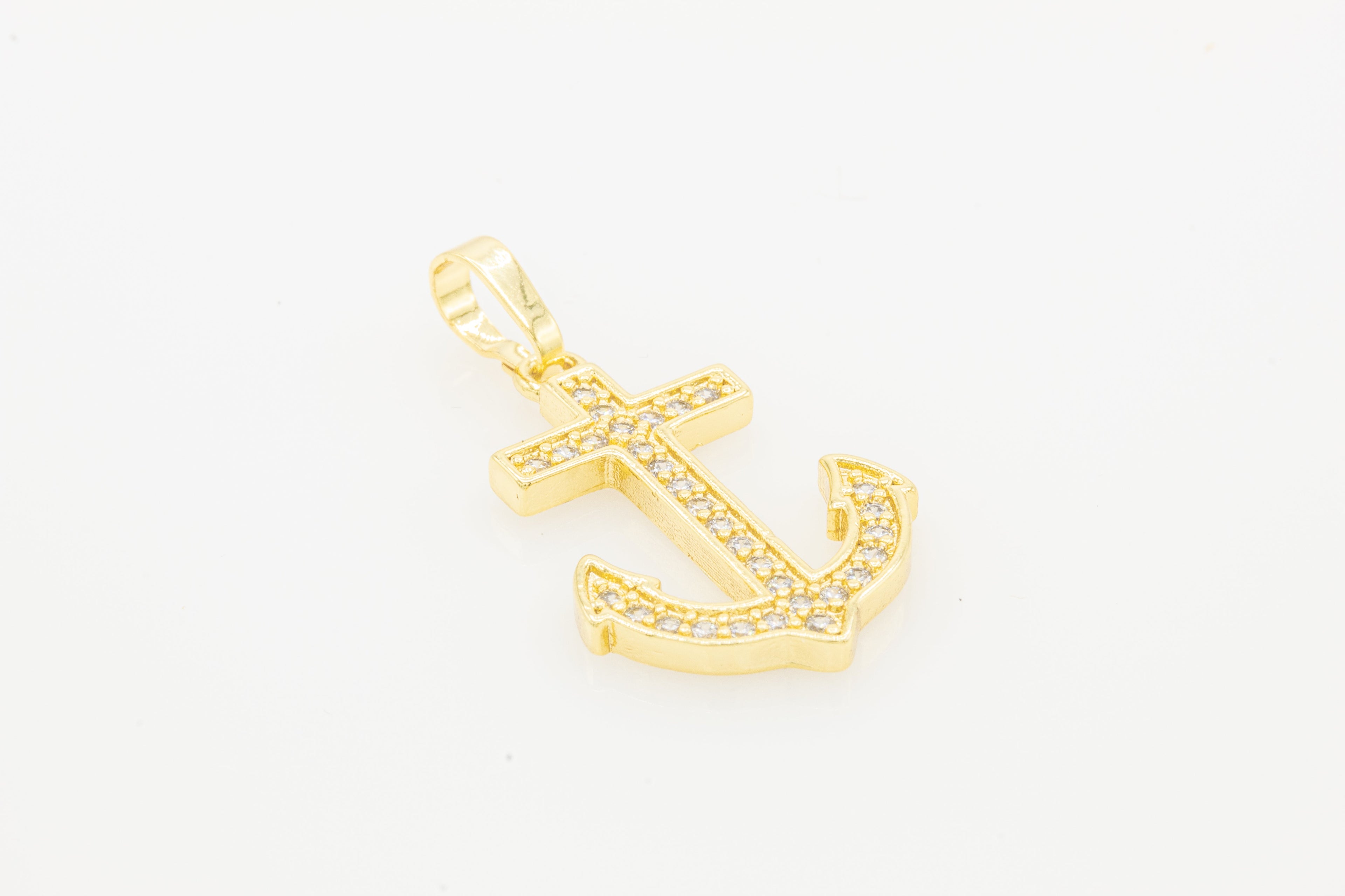 Anchor Cross Cubic Zirconia Pendant 14K Gold Filled Men Men Women Jewelry