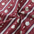 Hawaiian Shirt For Men Red Vintage Cotton Shirt Vertical Striped Shell Short Sleeve