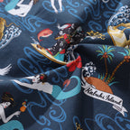 Men's Hawaiian Shirt Aloha Kabuki Print BY Julia Madoka Cotton Button-down Short Sleeve Aloha Shirt
