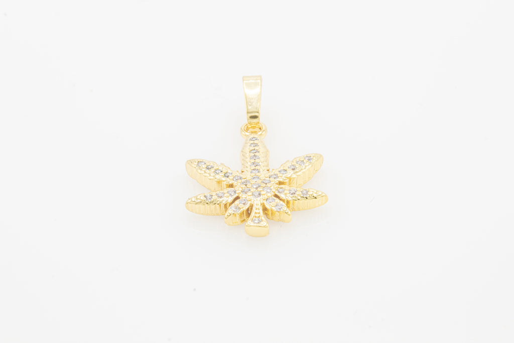 Cannabis Leaf Cubic Zirconia Pendant 14K Gold Filled Women Fashion Jewelry