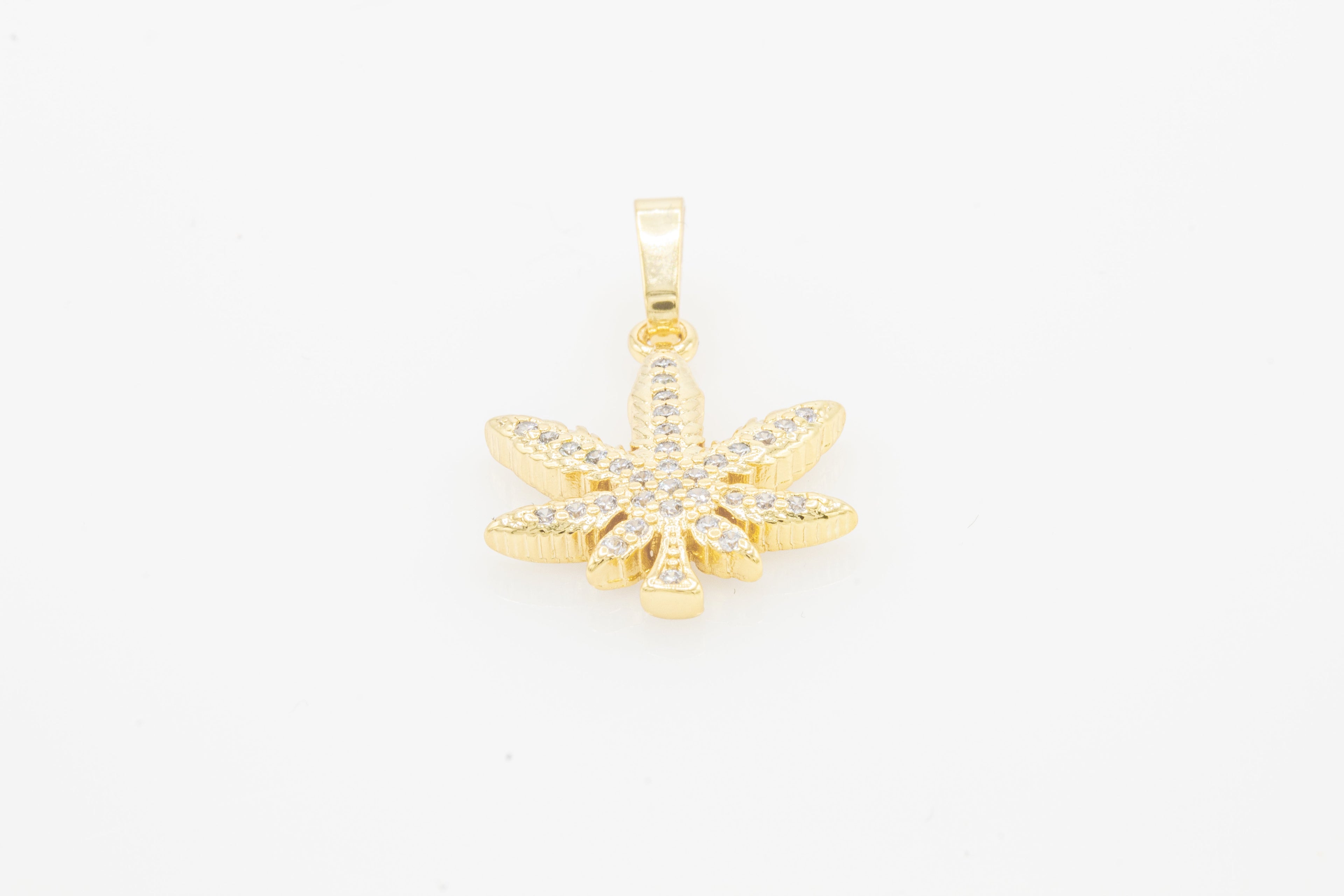 Cannabis Leaf Cubic Zirconia Pendant 14K Gold Filled Women Fashion Jewelry