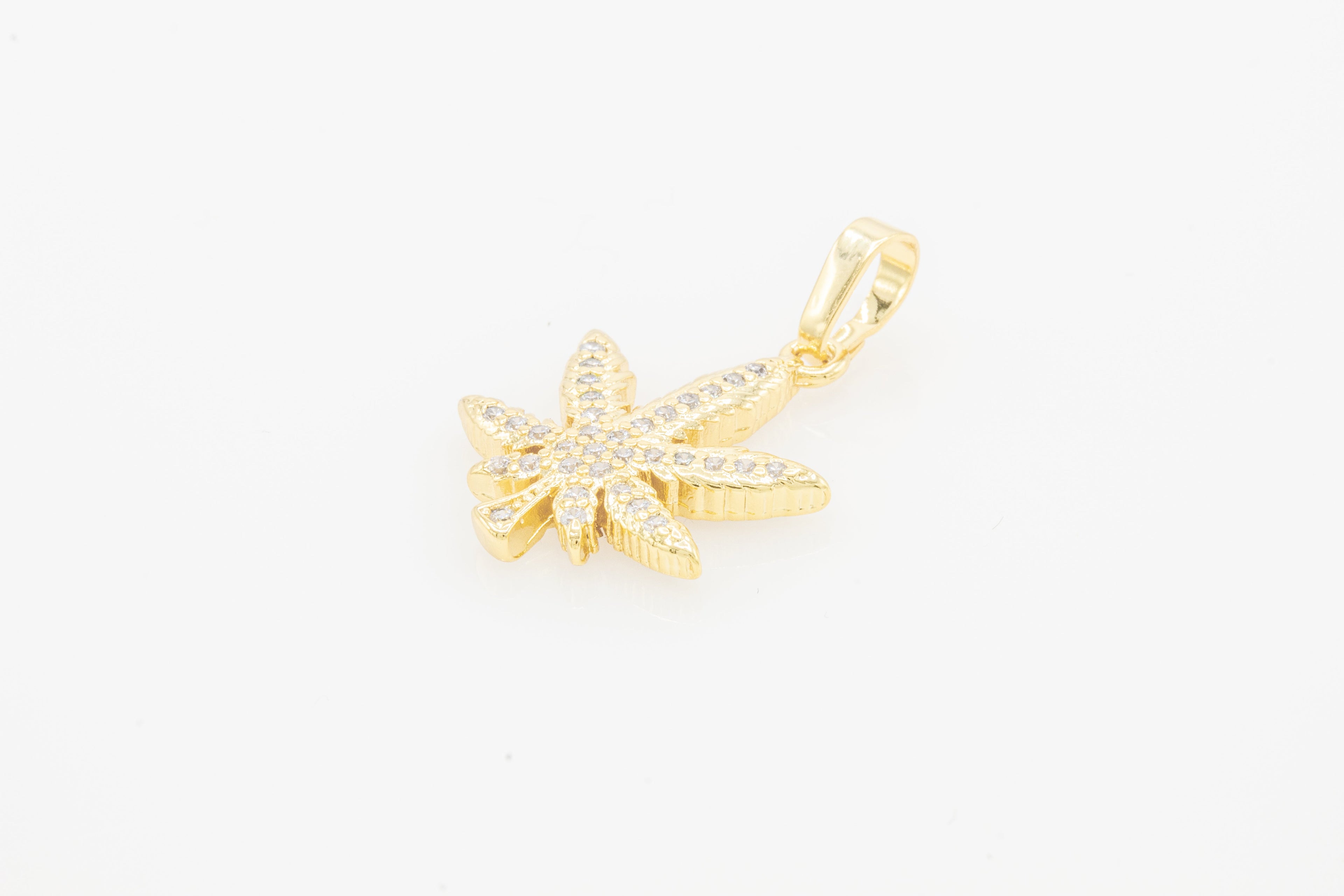Cannabis Leaf Cubic Zirconia Pendant 14K Gold Filled Women Fashion Jewelry