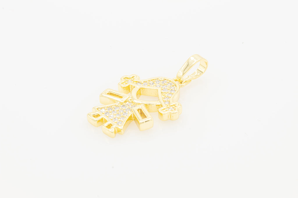 Girl Cubic Zirconia Pendant 14K Gold Filled Women Fashion Jewelry