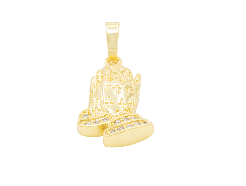 Folded Praying Hands Cubic Zirconia Pendant 14K Gold Filled Women Fashion Jewelry