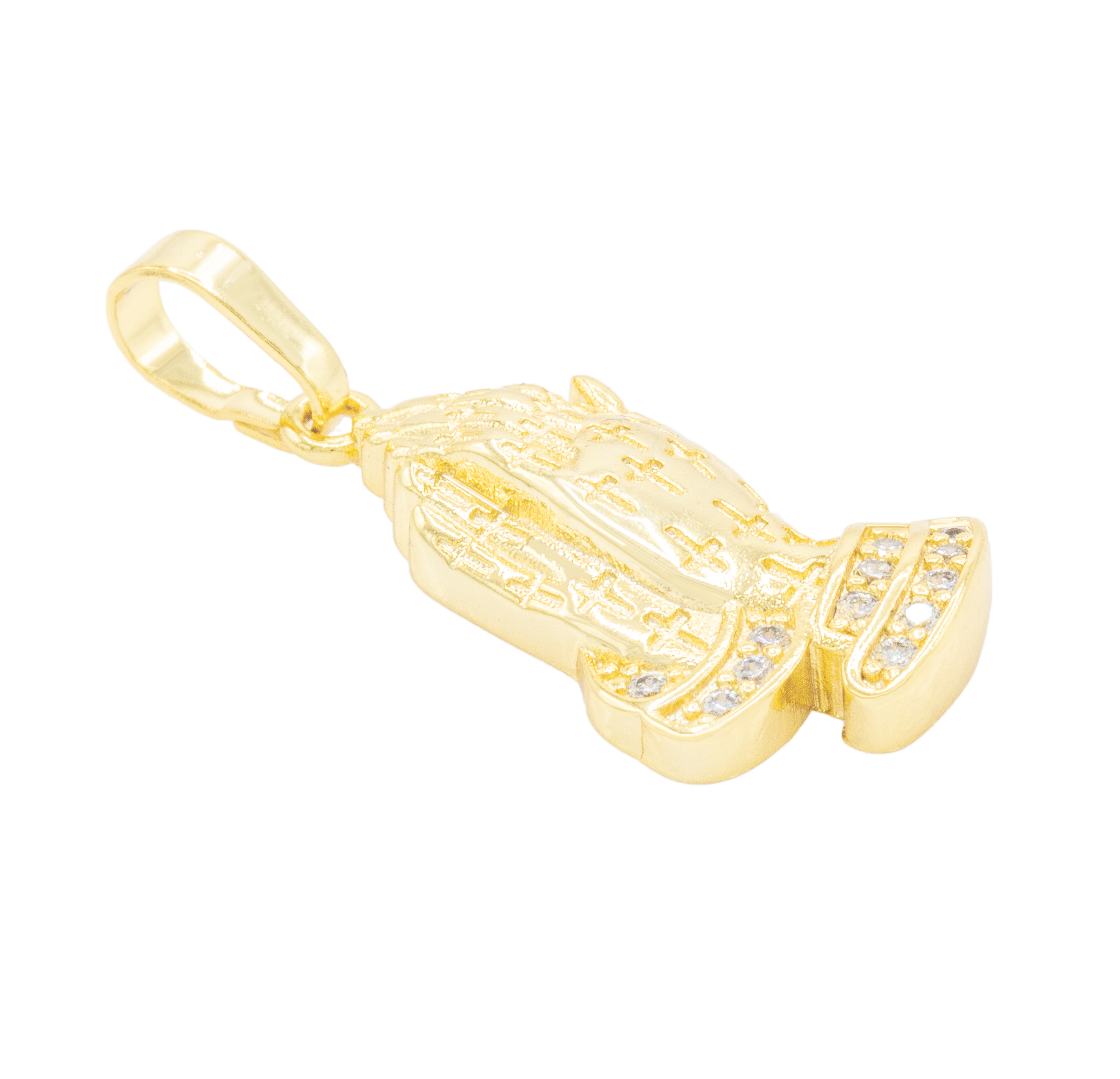 Folded Praying Hands Cubic Zirconia Pendant 14K Gold Filled Women Fashion Jewelry
