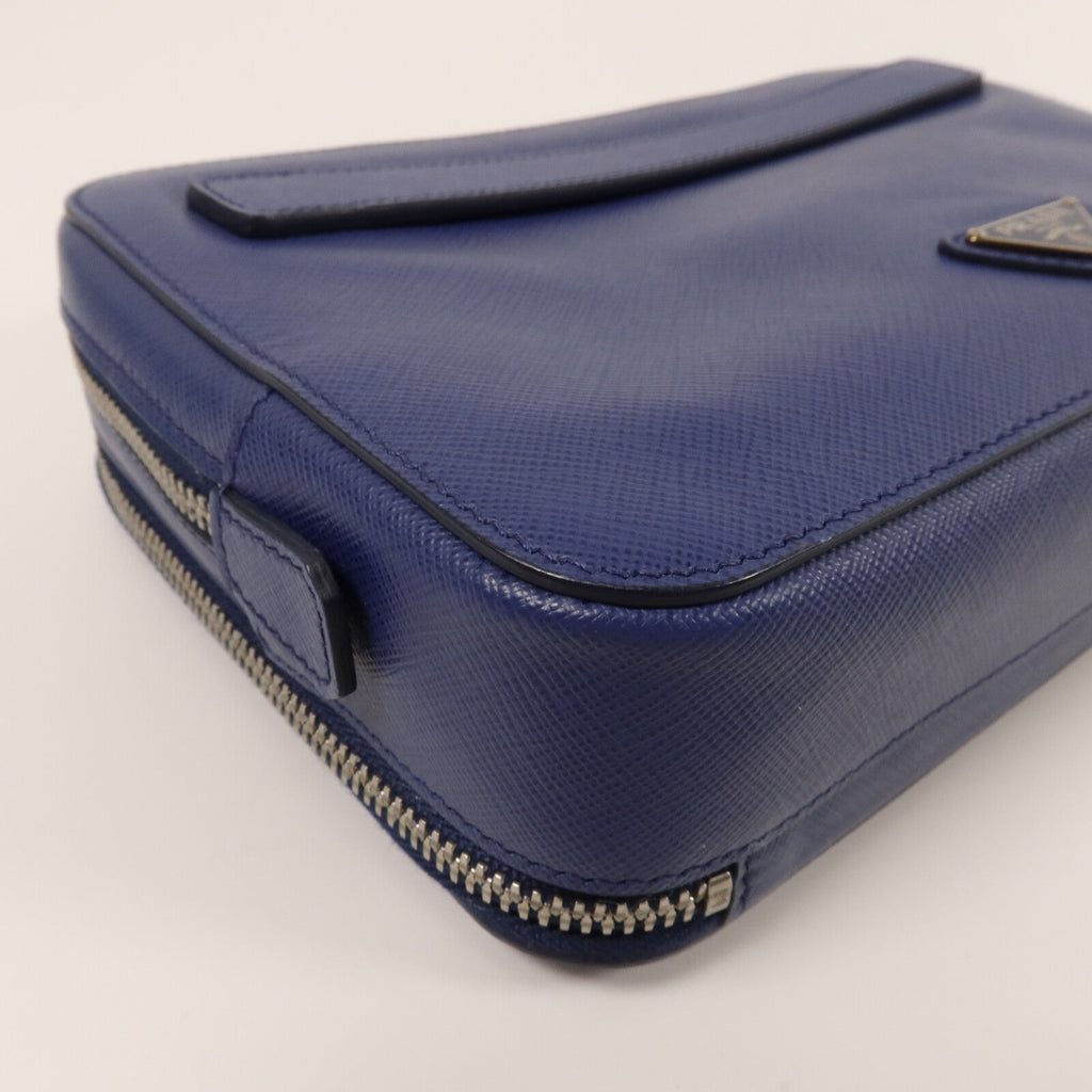 Prada Double-Zipper Clutch · Saffiano