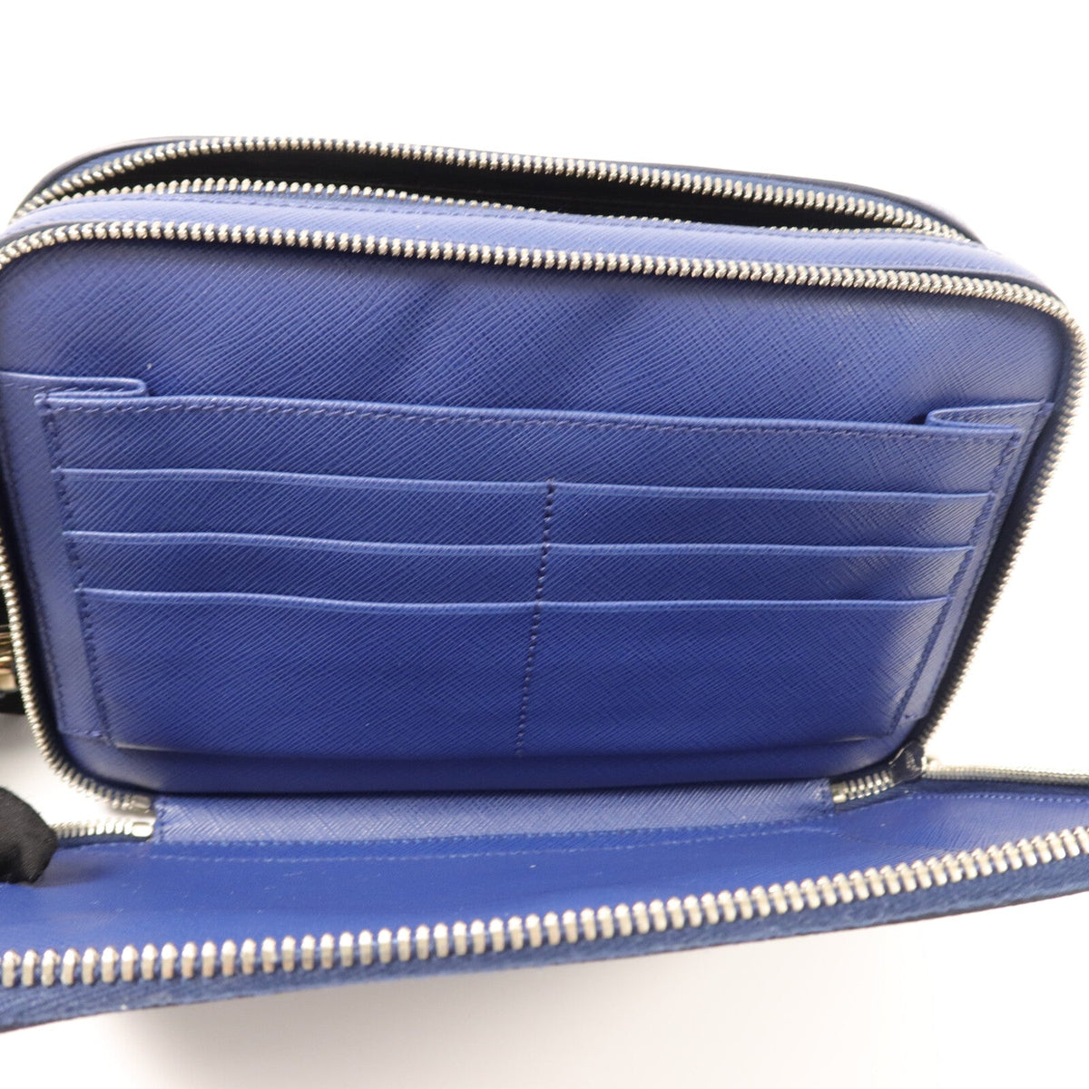 Prada Double-Zipper Clutch · Saffiano