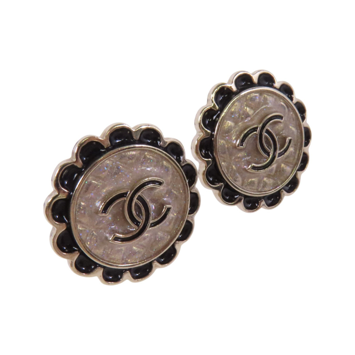 Chanel CC · Enamel Earrings · GHW