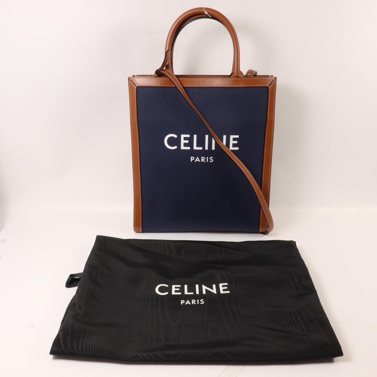 Celine Vertical Cabas · Canvas Calfskin