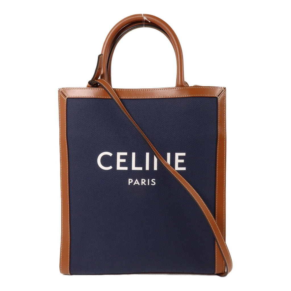 Celine Vertical Cabas · Canvas Calfskin
