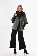 The Hudson Olive Green Leather Women Jacket
