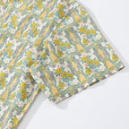 Hawaiian Shirts For Men Retro Rose Iris Print 100% Cotton Short Sleeve