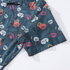 Hawaiian Shirt For Men Cranes Over Flowers By Véronique Shirt Camp Collar 100% Cotton
