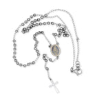 Traditional Silver Rosary Necklace Five Decade Catholic Prayer Beads 3mm