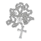 Traditional Silver Rosary Necklace Five Decade Catholic Prayer Beads 10mm
