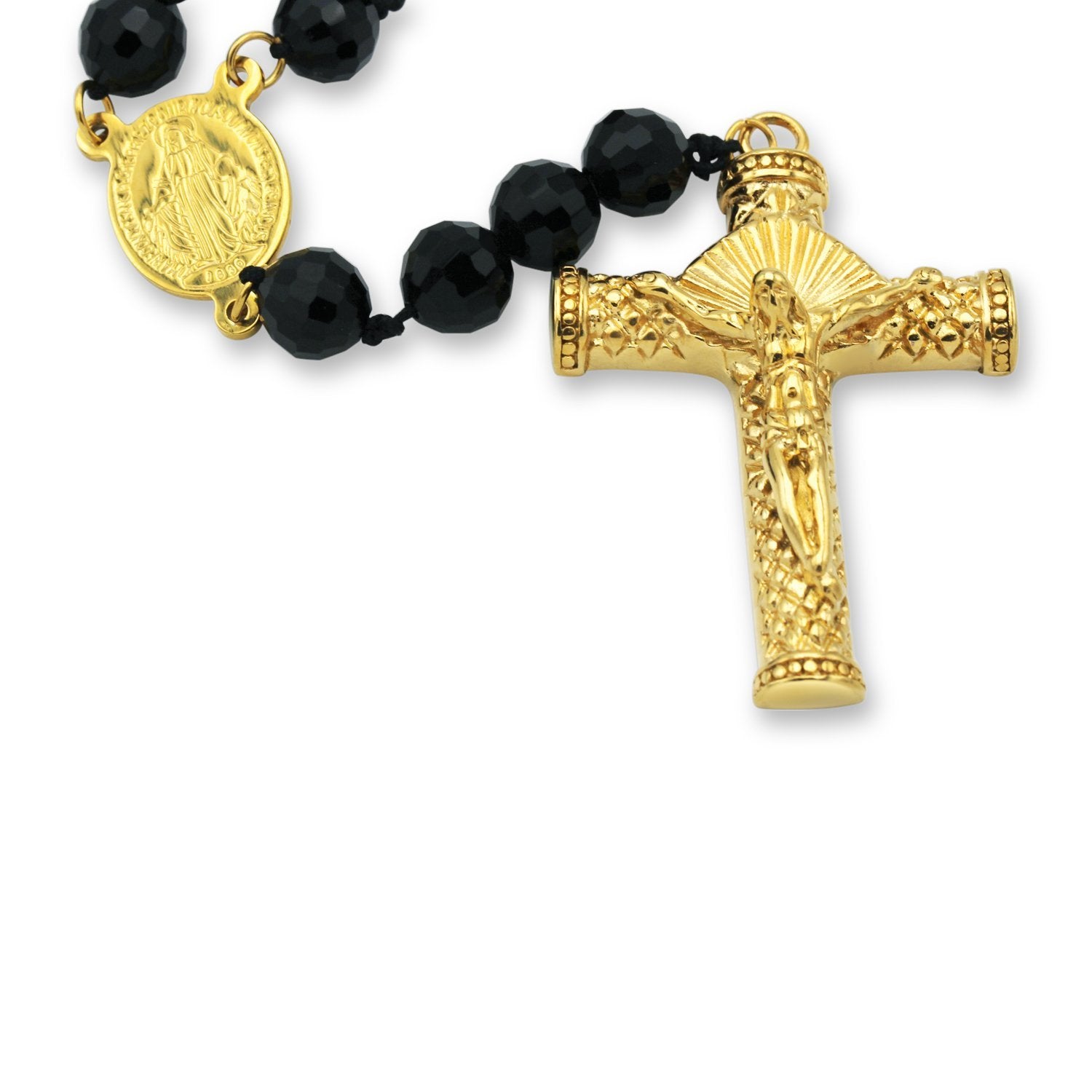 Fancy Rosary Necklace Five Decade Catholic Prayer Acrylic Beads Crucifix Pendant
