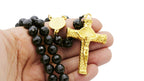 Fancy Rosary Necklace Five Decade Catholic Prayer Acrylic Beads Crucifix Pendant