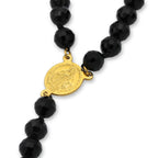 Fancy Rosary Necklace Five Decade Catholic Prayer Acrylic Beads Jesus Pendant